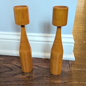 Vintage MCM Murmann High Society Series Made in Denmark Wood Candle Sticks